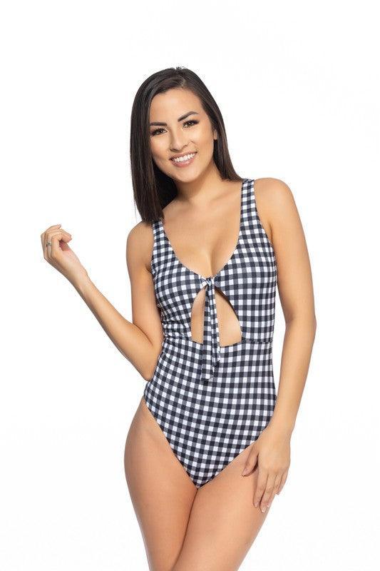 Beach Joy Bikini Black Gingham One Piece - SwagglyLife Home & Fashion