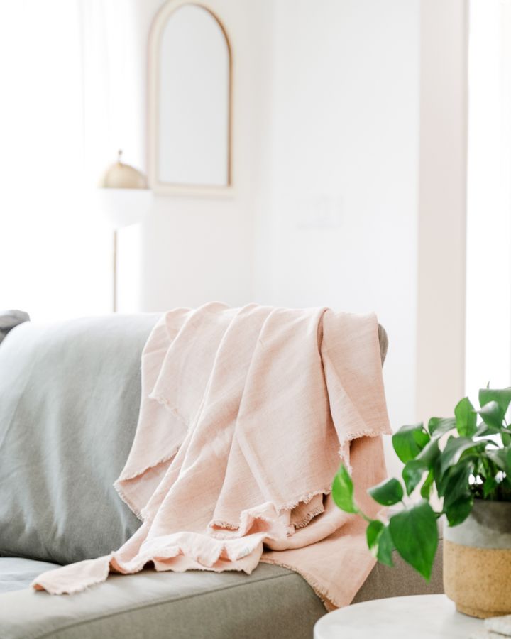 Stone Washed Linen Throw Blanket in - Blankets photo