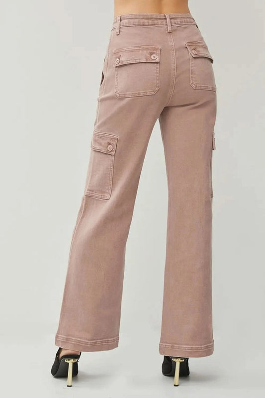 RISEN Full Size High Rise Wide Leg Cargo Jeans in - photo