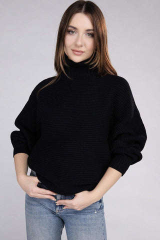 Zenana Viscose Dolman Sleeve Turtleneck Sweater