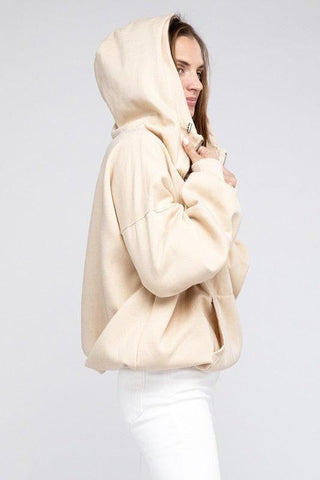 BiBi Stitch Detailed Elastic Hem Hoodie - SwagglyLife Home & Fashion