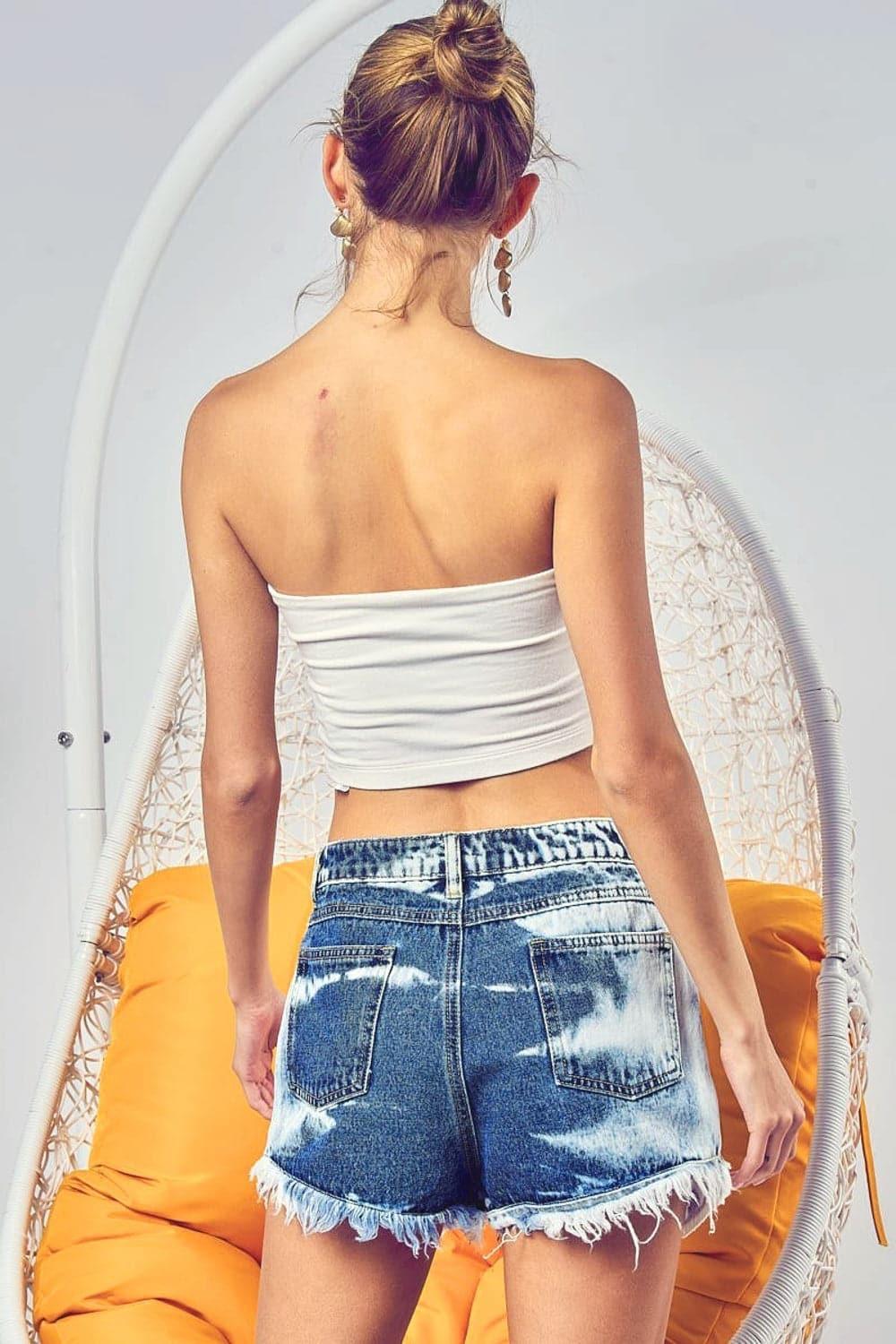 BiBi US Flag Theme Bleached Denim Shorts - SwagglyLife Home & Fashion