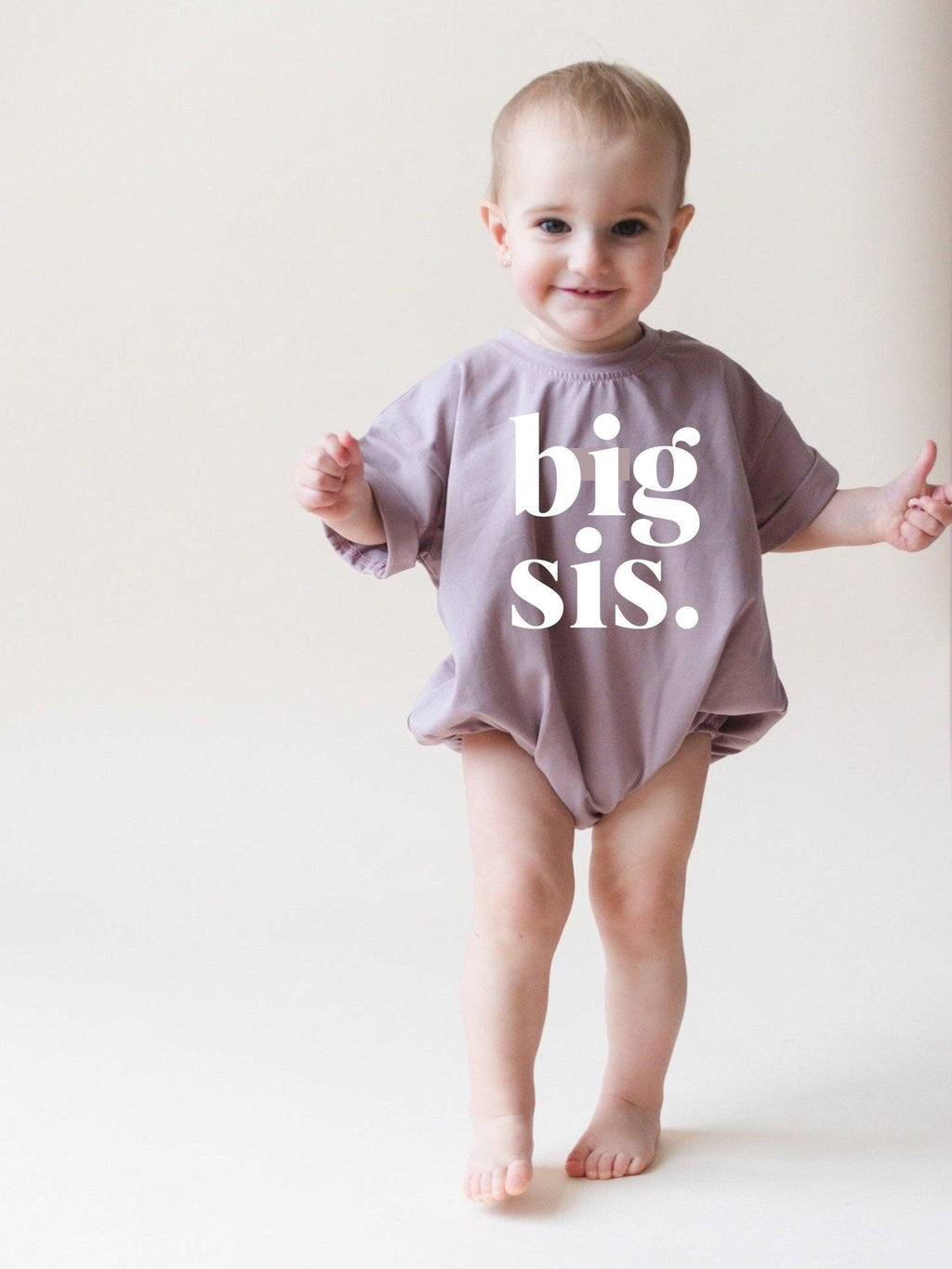 Big Sis Bubble Romper - more colors in Mauve Rolled Sleeves - photo