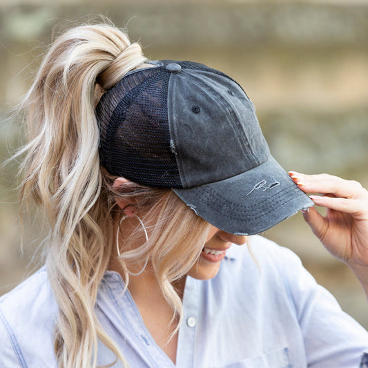 Distressed Messy Bun Hat Cap in - Baseball Caps photo