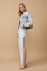 Blue B Cut Out At Side w/ Jewel Trim Stretch Denim Jeans - SwagglyLife Home & Fashion