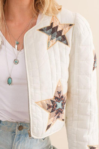 BLUE B Quilted Multi Star Padded Western Jacket - SwagglyLife Home & Fashion