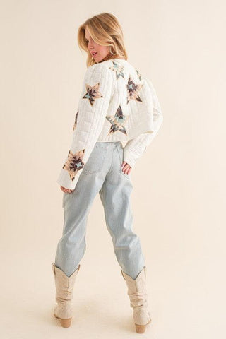 BLUE B Quilted Multi Star Padded Western Jacket - SwagglyLife Home & Fashion