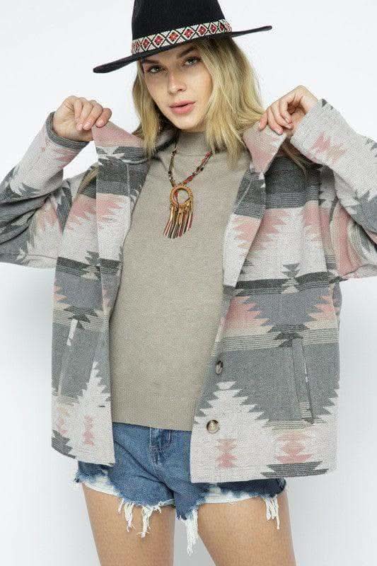 BLUE B Soft Comfy Lightweight Aztec Pattern Jacket - SwagglyLife Home & Fashion