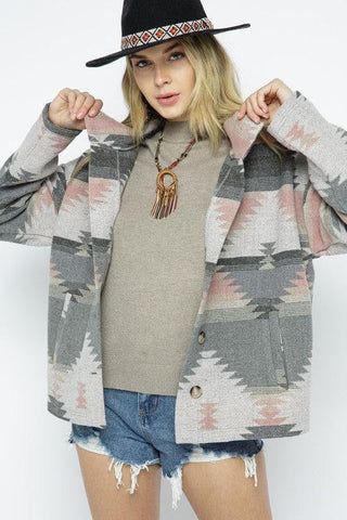BLUE B Soft Comfy Lightweight Aztec Pattern Jacket - SwagglyLife Home & Fashion