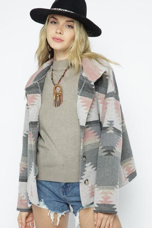 BLUE B Soft Comfy Lightweight Aztec Pattern Jacket - SwagglyLife Home & Fashion