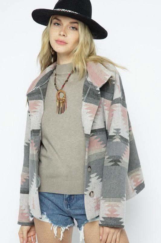 BLUE B Soft Comfy Lightweight Aztec Pattern Jacket - SwagglyLife Home & Fashion