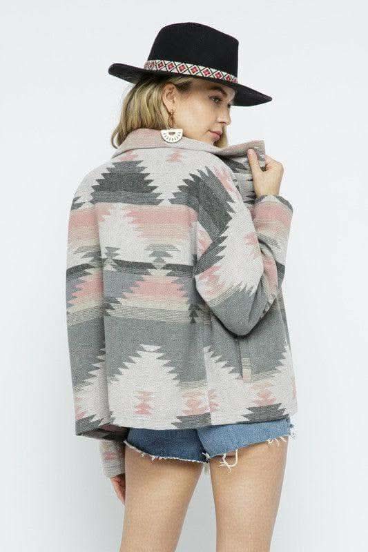 BLUE B Soft Comfy Lightweight Aztec Pattern Jacket - SwagglyLife Home & Fashion