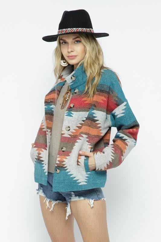 BLUE B Soft Comfy Lightweight Aztec Pattern Jacket - SwagglyLife Home & Fashion