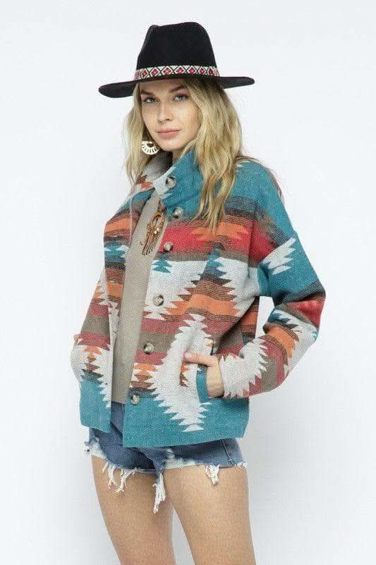 BLUE B Soft Comfy Lightweight Aztec Pattern Jacket - SwagglyLife Home & Fashion