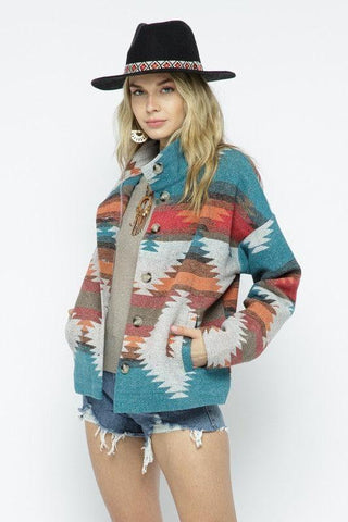 BLUE B Soft Comfy Lightweight Aztec Pattern Jacket - SwagglyLife Home & Fashion