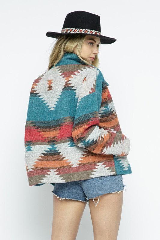 BLUE B Soft Comfy Lightweight Aztec Pattern Jacket - SwagglyLife Home & Fashion