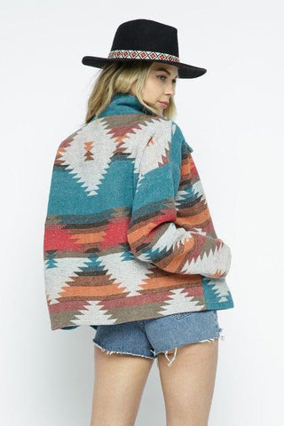 BLUE B Soft Comfy Lightweight Aztec Pattern Jacket - SwagglyLife Home & Fashion