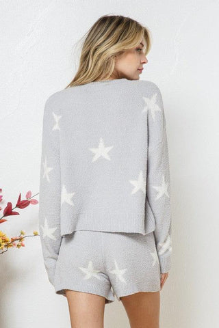 Blue B Soft Long Sleeve Star Print Top and Short Set - SwagglyLife Home & Fashion