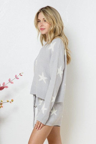 Blue B Soft Long Sleeve Star Print Top and Short Set - SwagglyLife Home & Fashion