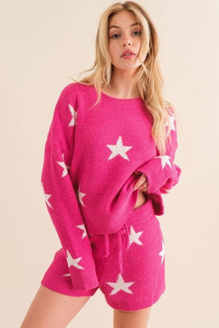 Blue B Soft Long Sleeve Star Print Top and Short Set - SwagglyLife Home & Fashion