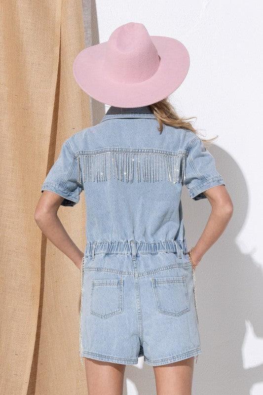 BLUE B Washed Denim Overall Romper - SwagglyLife Home & Fashion