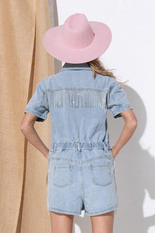 BLUE B Washed Denim Overall Romper - SwagglyLife Home & Fashion