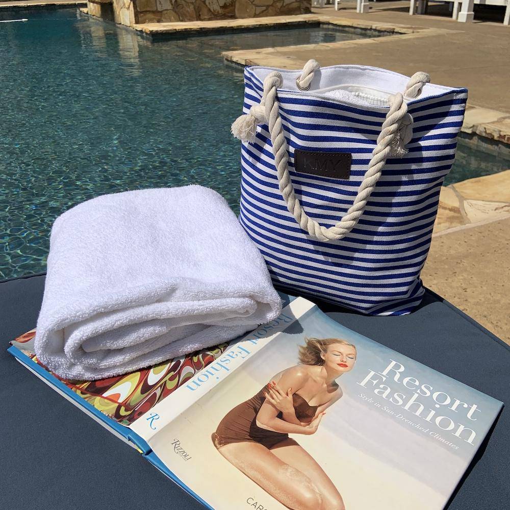 Striped Canvas Tote Bag in Blue - Bags photo