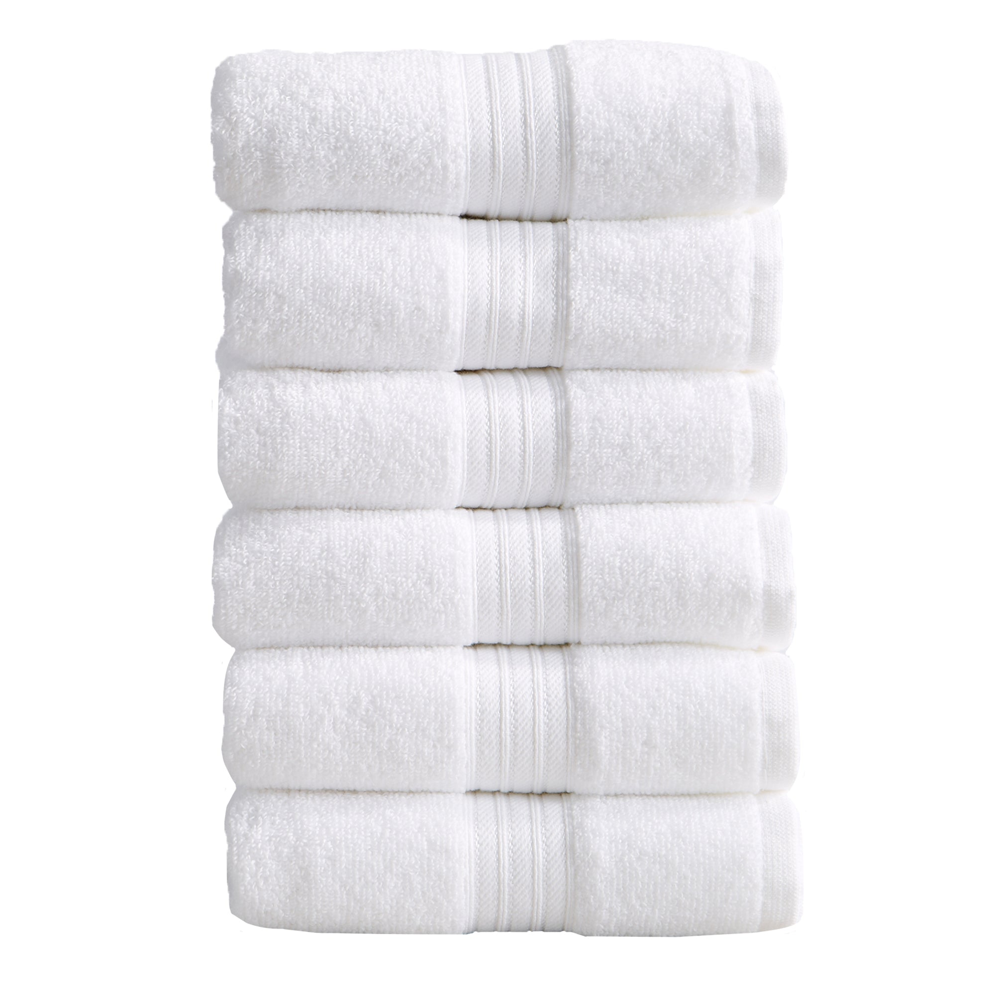 Cotton Terry Bath Towel Set - Cooper Collection in Hand Towel (Pack of 6) White - photo