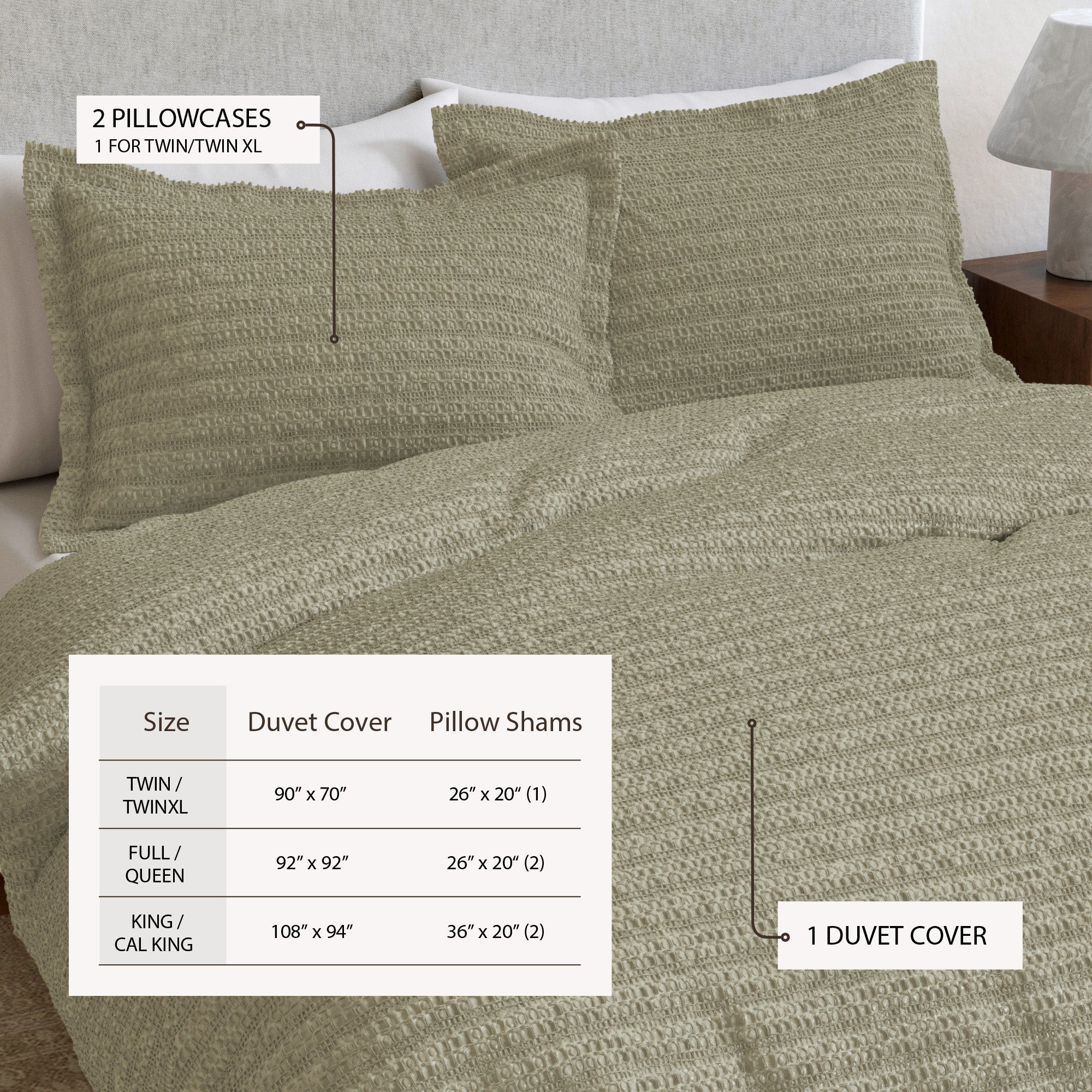 100% Cotton Honeycomb Waffle Duvet Set - Mattea Collection in - Duvet photo