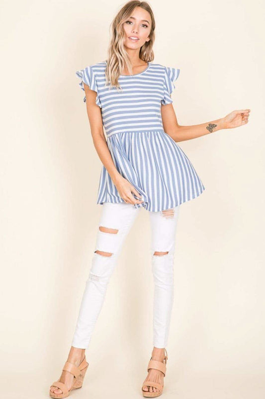 BOMBOM Striped Round Neck Blouse in - Shirts & Tops photo