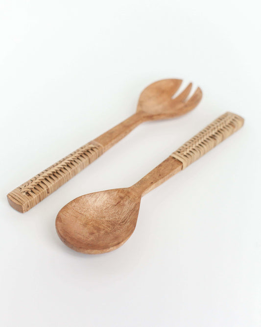 Braided Mango Wood Salad Servers in Default Title - Serveware photo