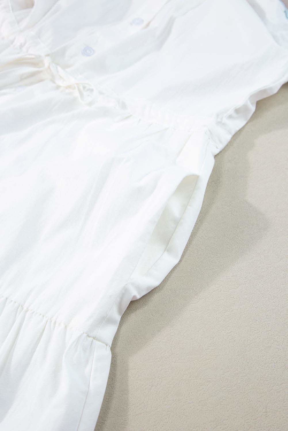 Brianna Contrast Trim Button Up Short Sleeve Dress - SwagglyLife Home & Fashion