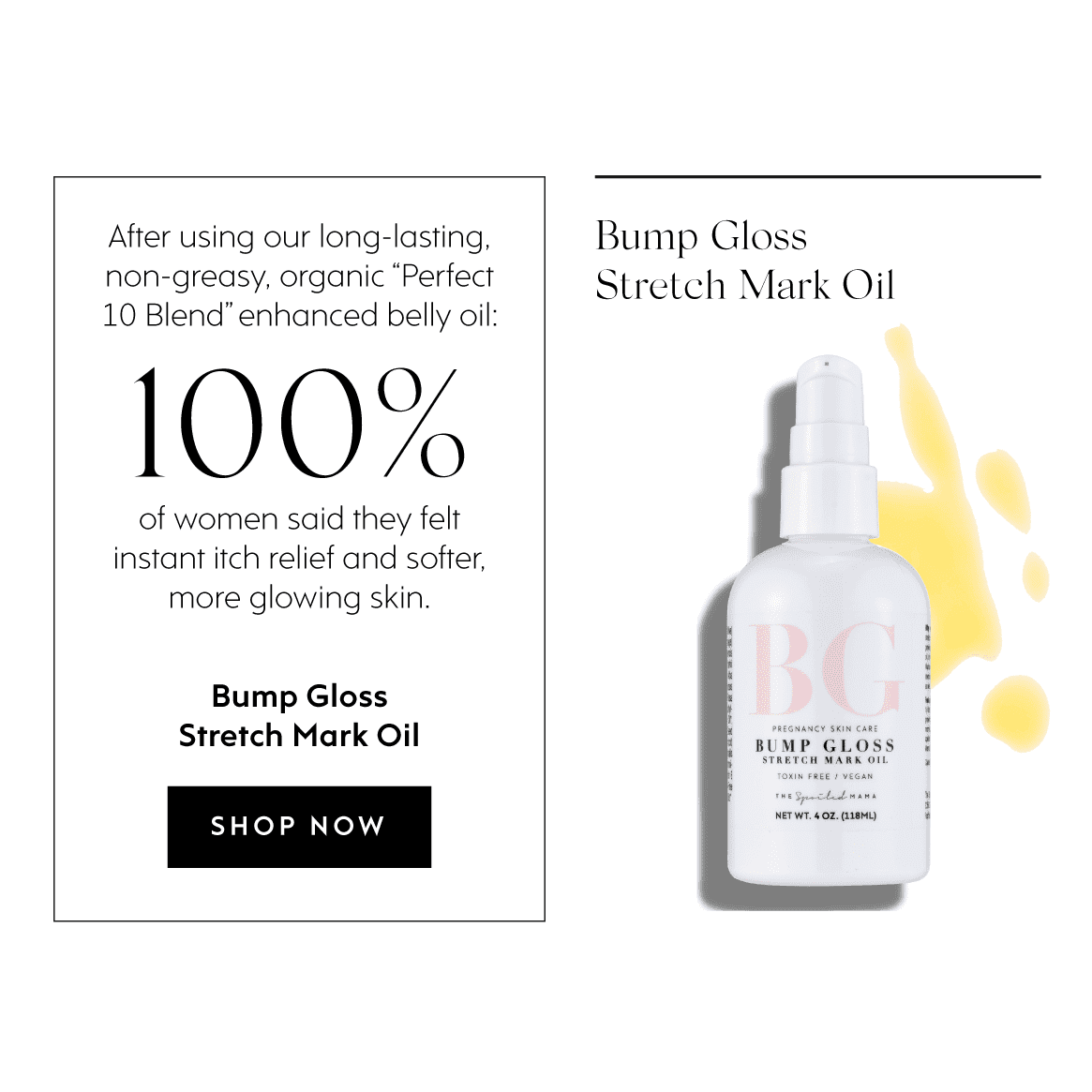 Spoiled Mama Bump Gloss Stretch Mark Oil in - Stretch Mark Oil > pregnancy stretch mark oil > pregnancy body oil > pregnancy safe skin care > pregnancy belly cream > organic pregnancy products photo