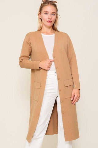 Button Front V Neck Kimono Cardigan - SwagglyLife Home & Fashion