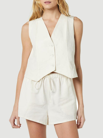 Button Up V-Neck Top and Pocketed Shorts Set - SwagglyLife Home & Fashion