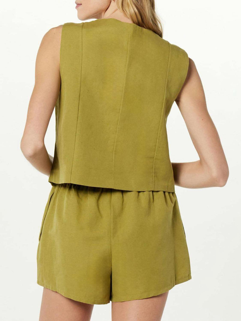 Button Up V-Neck Top and Pocketed Shorts Set - SwagglyLife Home & Fashion