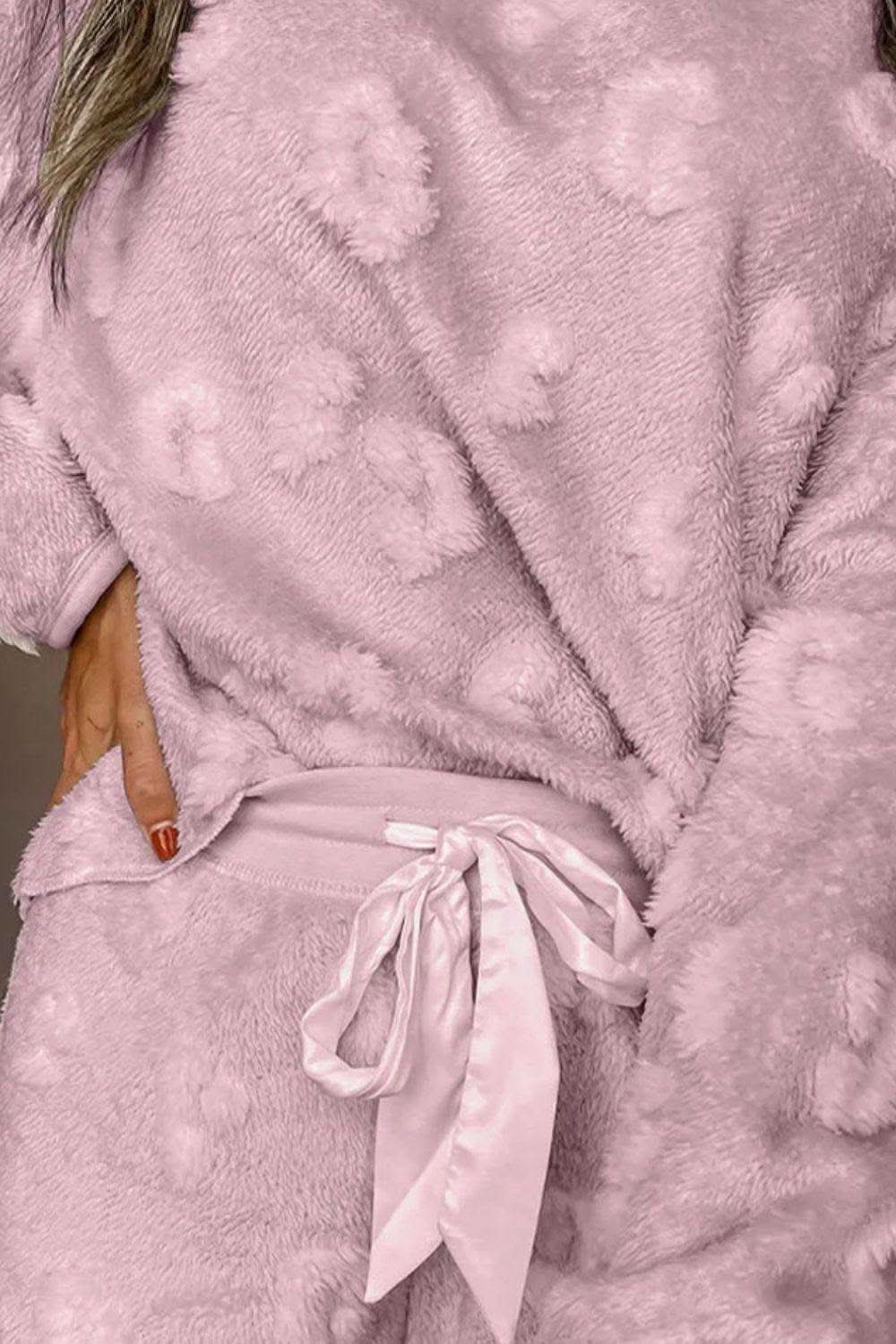 Round Neck Long Sleeve Top and Shorts Lounge Set - SwagglyLife Home & Fashion