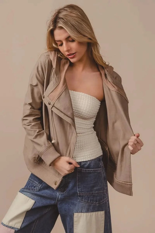 BiBi Textured Woven Rider Jacket in - photo