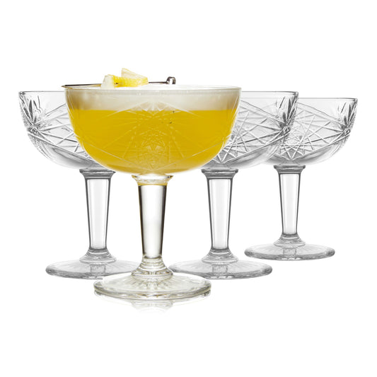 Libbey Hobstar Coupe Cocktail Beverage Drinking Glasses, 8.5 ounce, Set of 4 in - Beverageware photo