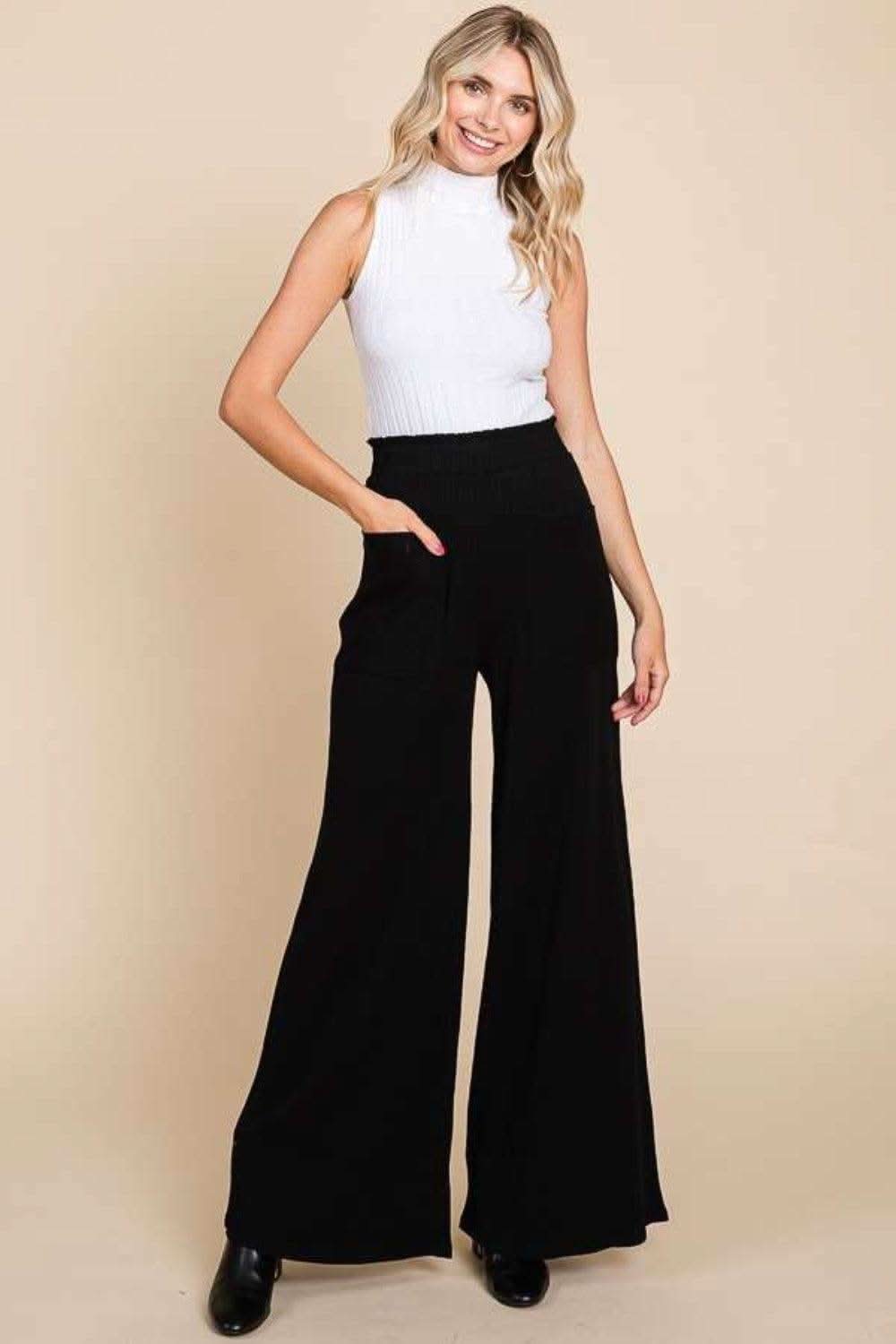 Culture Code Full Size High Waist Wide Leg Pants - SwagglyLife Home & Fashion
