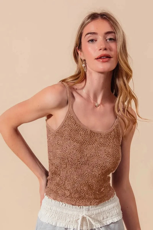 SO ME Two Tone Floral Seamless Tank Top in - photo