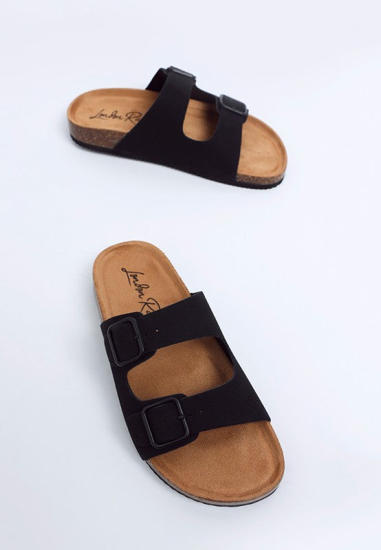 London Rag Gloriosa The Double Strap Slide Sandals in Black - photo