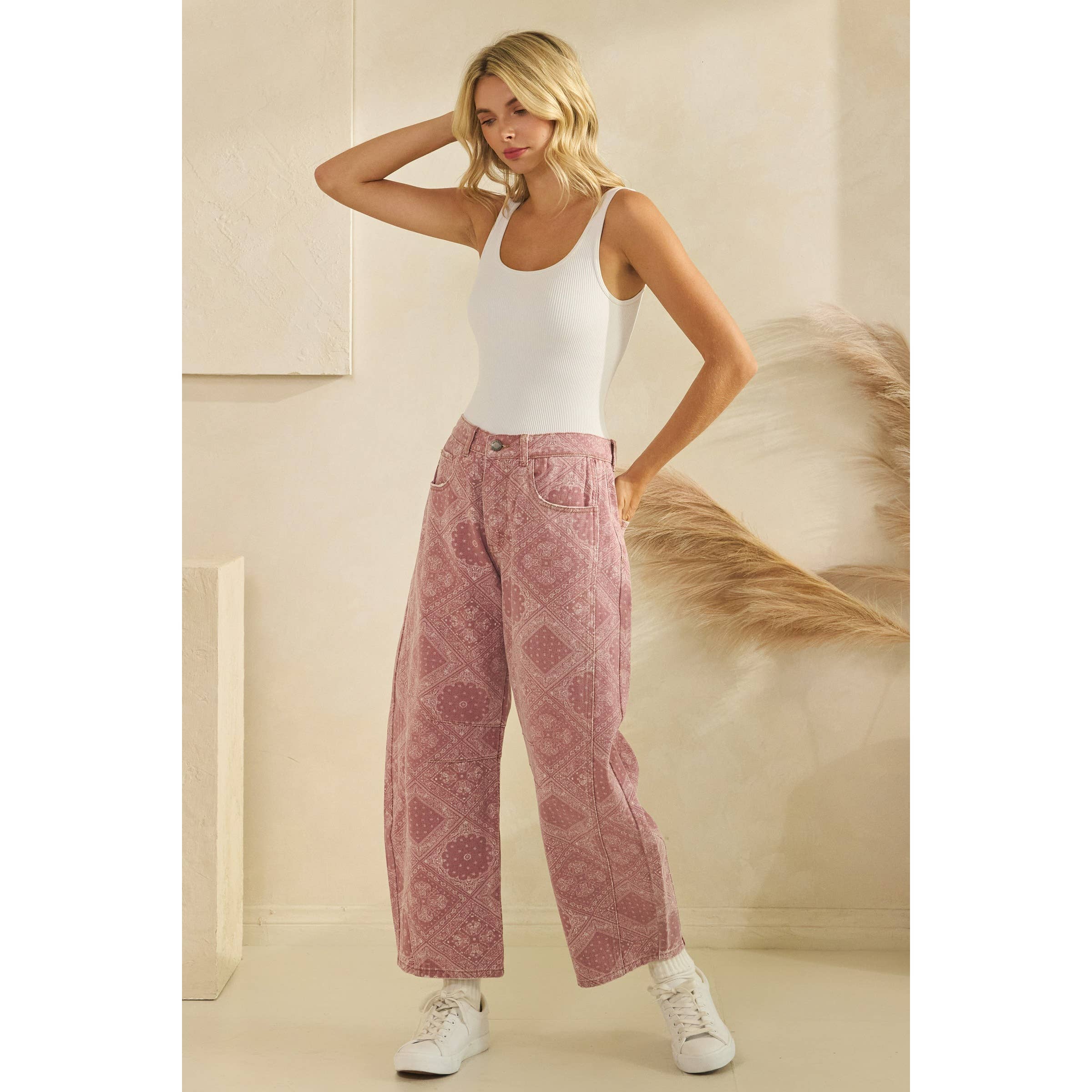 Vintage Pink Paisley Denim in - photo