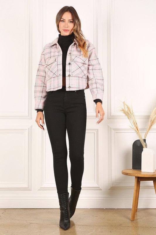 LILOU Plaid Crop Jacket