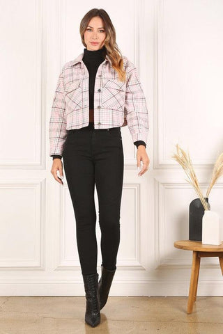 LILOU Plaid Crop Jacket