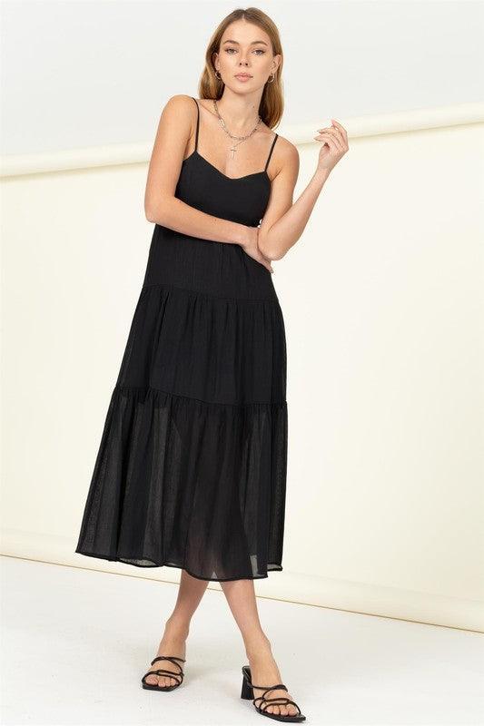 HYFVE Full Heart Smocked Cutout Midi Dress, Multiple Colors - SwagglyLife Home & Fashion