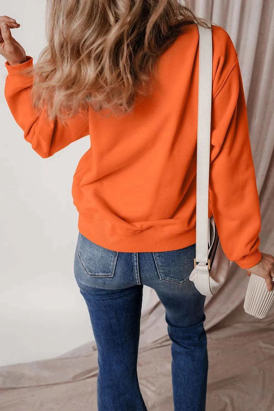 Pumpkin Season Letter Round Neck Long Sleeve Sweatshirt in - photo