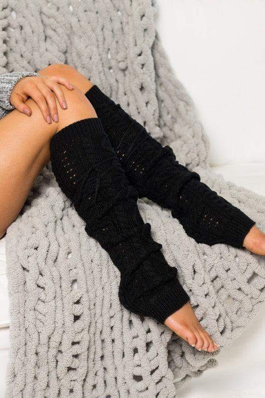 Cable Knit Long Tie Leg Warmer - SwagglyLife Home & Fashion