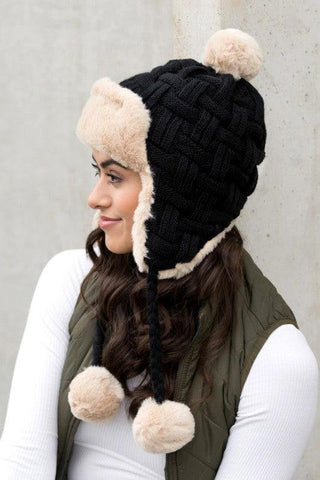 Cable Weave Pom Trapper Hat - SwagglyLife Home & Fashion
