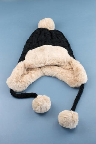 Cable Weave Pom Trapper Hat - SwagglyLife Home & Fashion